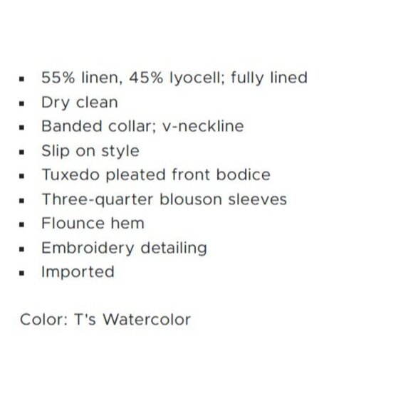 Sachin & Babi Moyer Dress Tuxedo Pleat Bodice Floral Print 3/4 Sleeve Linen L - Picture 8 of 8